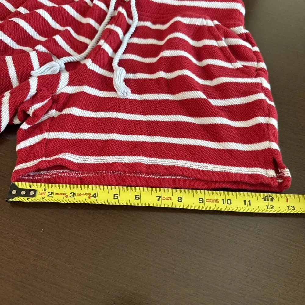Talbots Beach Terry Shorts Luna Red White Stripe Drawstring Women Size M